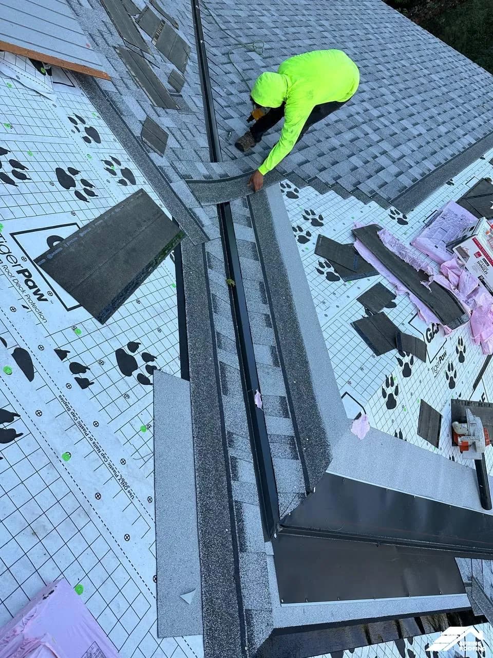Roof Repair — Shingle Roof with Granulated Cap Underneath Valley (2)